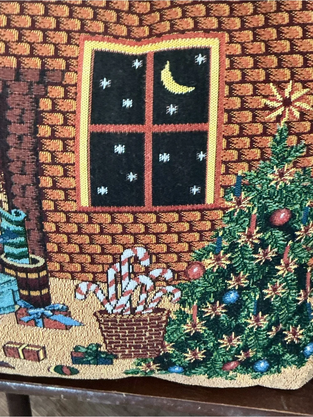 santa clause christmas Pillow Embroudered Fireplace Stockings Tashe Home
